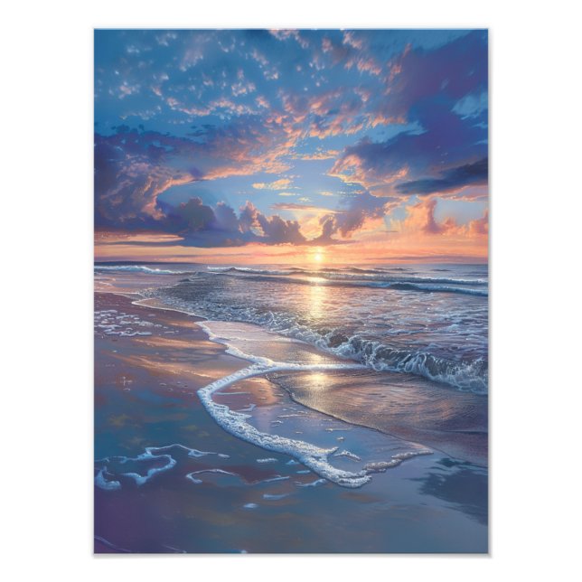 Foto Ouro Sunset Serenity - Tranquil Beach Wall Art (Frente)