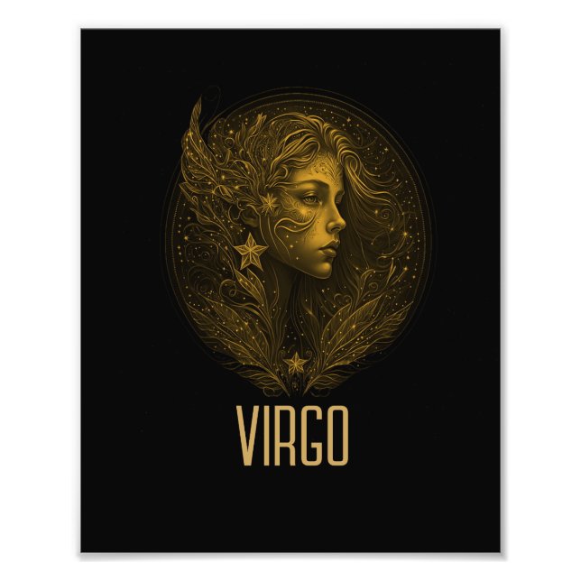 Foto Ouro Virgo - sinal clássico do zodíaco preto (Frente)