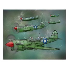 Foto P-40 Warhawks voando em um Poster de tempestade