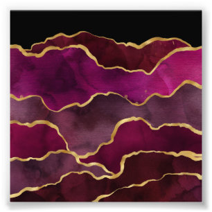 Foto Padrão Abstrato de Aquarela Vermelho Vinho Borgonh