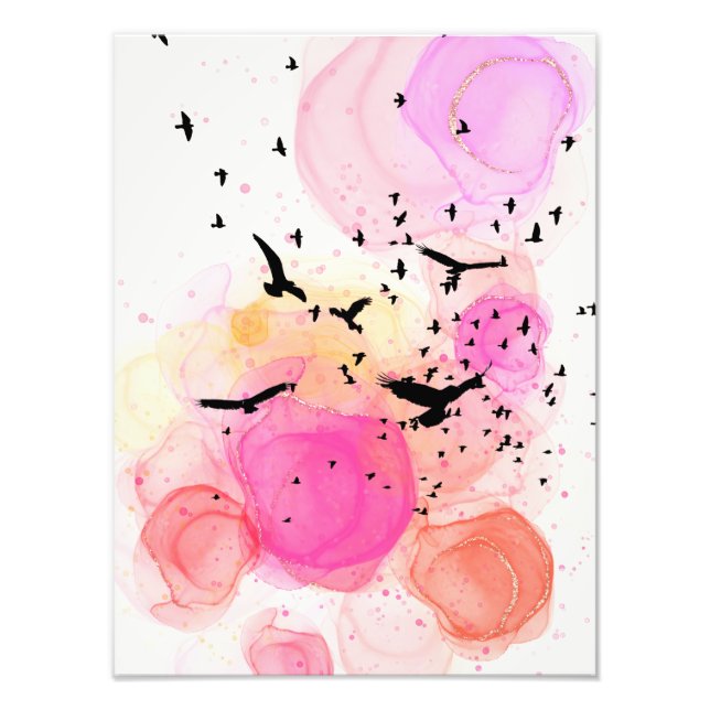 Foto padrão abstrato de aves coloridas (Frente)