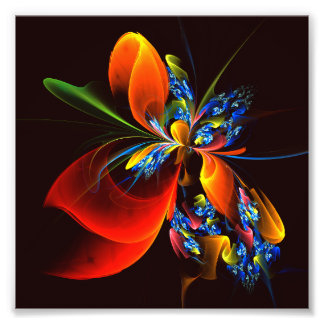 Foto Padrão de Abstrato de Arte Floral Azul Laranja Mod