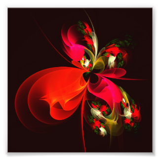 Foto Padrão de Abstrato de Arte Vermelha Verde Floral M