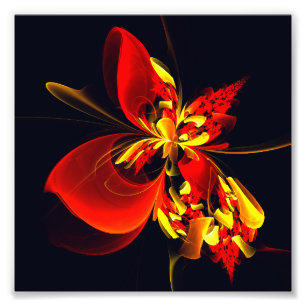 Foto Padrão de Arte Abstrata Floral Amarelo Vermelho Mo