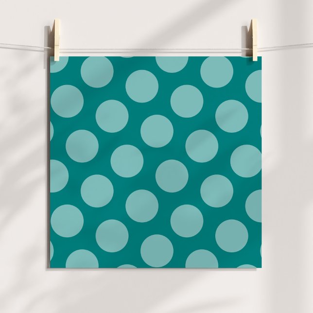 Foto Padrão de Bolinhas Teal (Teal Polka Dot Pattern Photo Print)