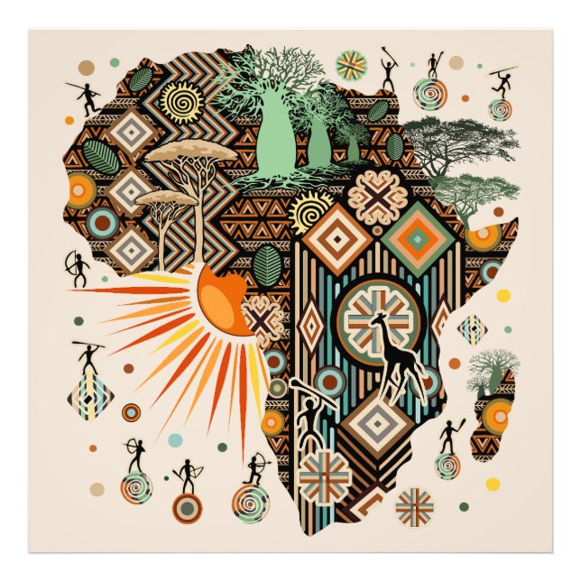 Foto Padrão de Elementos Tribais Decorativos do Mapa da (Frente)