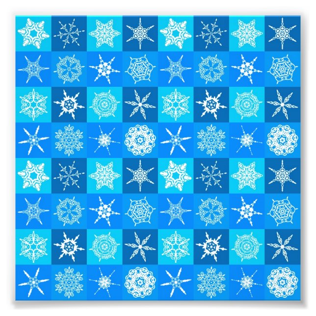 Foto Padrão de Flocos de Neve Azul (Frente)