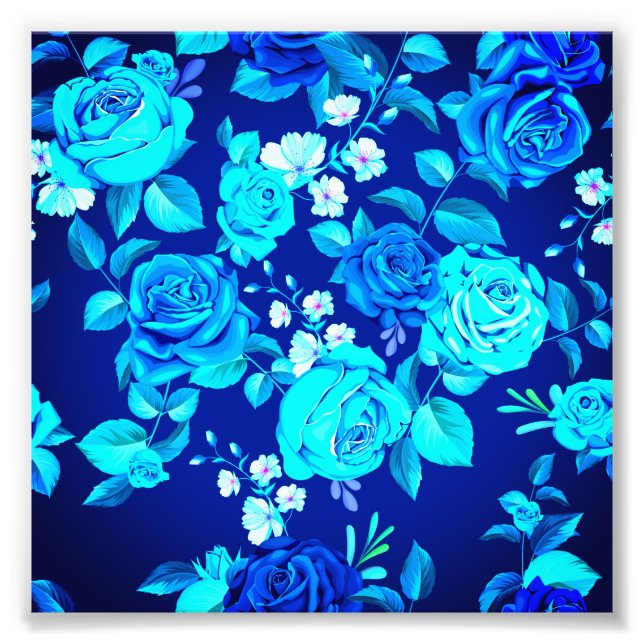 Foto Padrão de Flores de Rosa Azul Clássico-87600 (Frente)