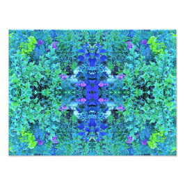 Foto Padrão de Folhagem Abstrata em Chartreuse e Azul
