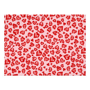 Foto Padrão de Leopardo Corações em Vermelho sobre Bege