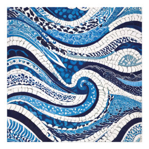 Foto Padrão de onda branca azul 05