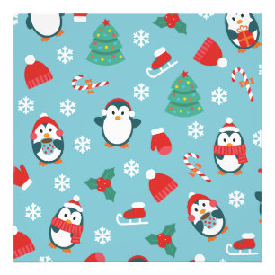 Foto Padrão de Pinguins de Natal Fofo