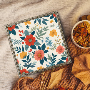 Foto Padrão De Tapeçaria Floral Vibrante Sem Costura