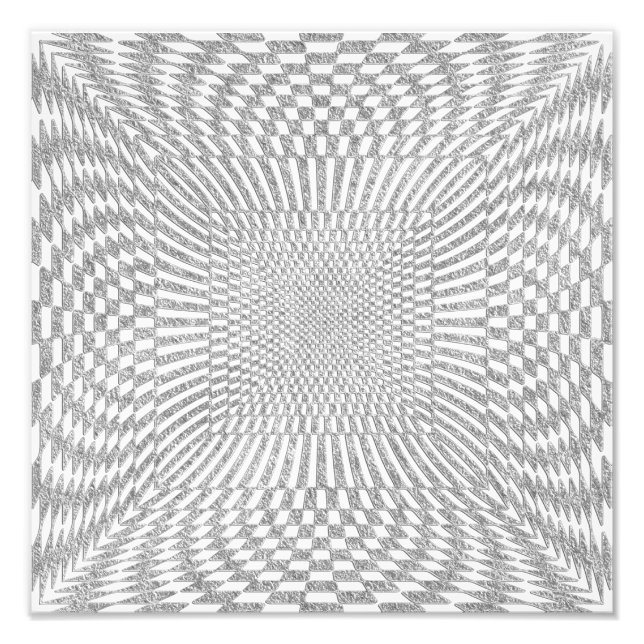 Foto Padrão de Verificação Distorcido de Prata e Branco (Frente)