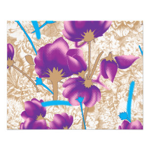 Foto Padrão floral vibrante com púrpura e azul f