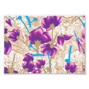 Foto Padrão floral vibrante com púrpura e azul f