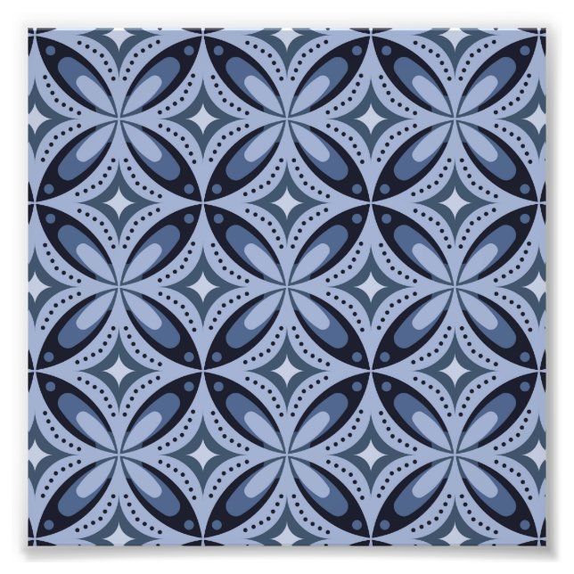 Foto Padrão Geométrico Azul Estilo Retro (Frente)