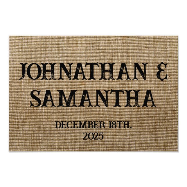 Foto Padrão personalizado de burlap natural do casament (Frente)