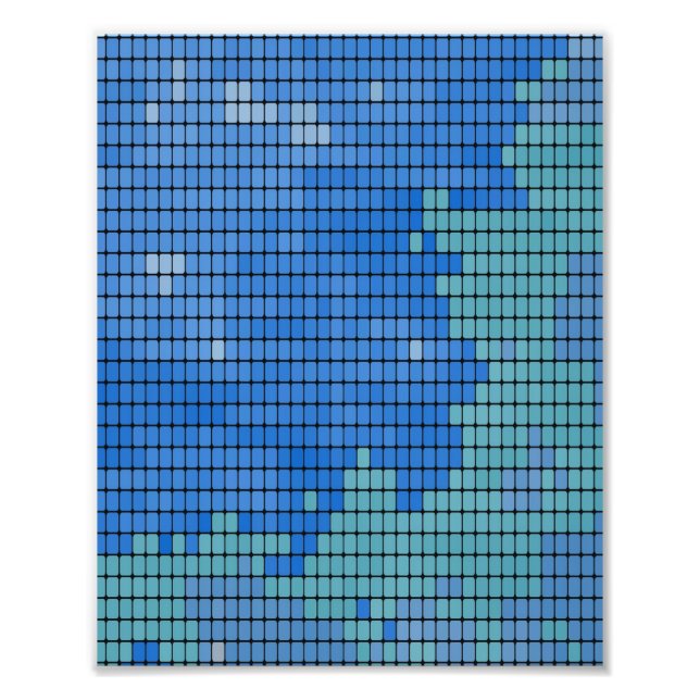 Foto Padrão quadrado abstrato Azul (Frente)