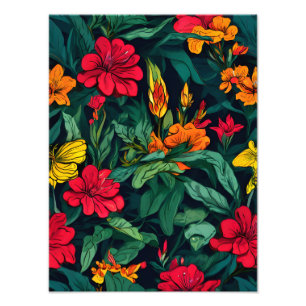 Foto Padrão sem costura com flores vibrantes