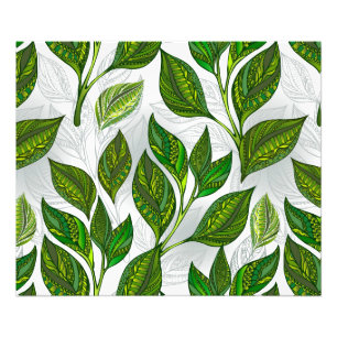 Foto Padrão sem costura com folhas verdes de chá