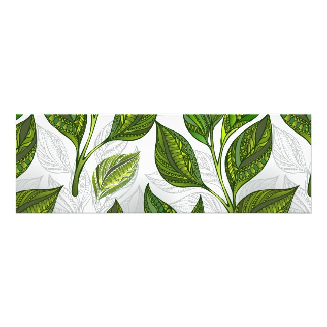 Foto Padrão sem costura com folhas verdes de chá (Frente)