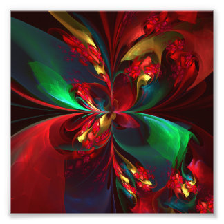 Foto Padrão Verde Vermelho Abstrato Floral Moderno #11