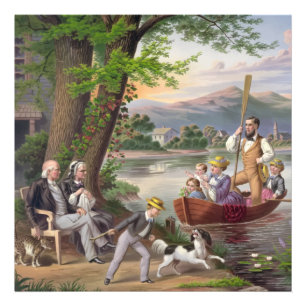 Foto Painting Family Landscape Lake Pessoas Nature Dog