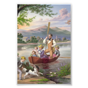 Foto Painting Family Landscape Lake Pessoas Nature Dog