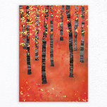 Foto Paisagem da Floresta Birch<br><div class="desc">Pintura de um pássaro ou de uma floresta escaneada no outono. Florestas de abstrato vermelho,  laranja e amarelo.</div>