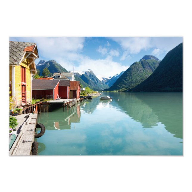 Foto Paisagem do fiorde Fjaerlandsfjord na Noruega (Frente)