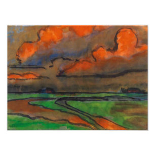 Foto Paisagem Marsh Sob Nuvens Vermelhas   Emil Nolde  