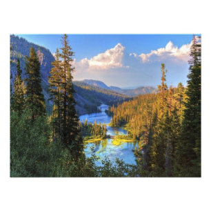 Foto Paisagem Montanhas Stream Cloudy Sky Impressão