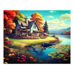 Foto Paisagem natural com lago, além do algodão-4455