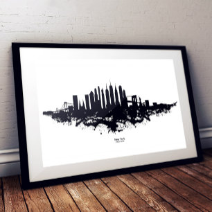 Foto Paisagem Urbana de Nova York em Aquarela Preto e B