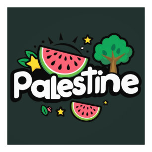 Foto Palavra fofa da Palestina cercada por melancias ár