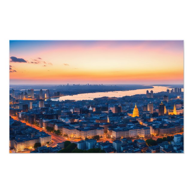 Foto Panorama da cidade no crepúsculo (Frente)