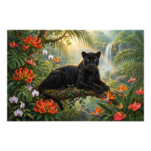 Foto Pantera Negra Quênia Flores da Selva Cachoeira