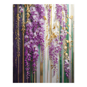 Foto Papel de Parede Florido Violeta Dourado Wisteria