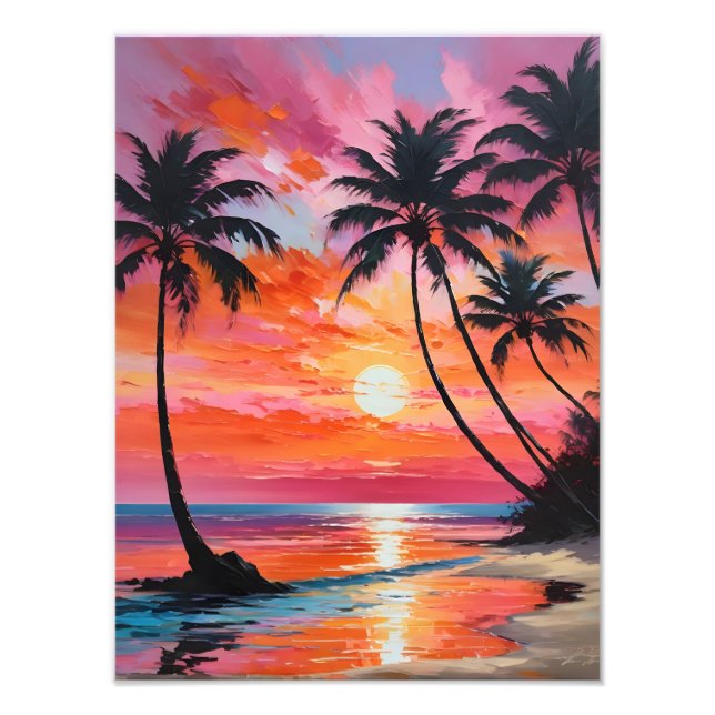 Foto Paraíso Encontrado: Pintura Tropical de Praia Suns (Frente)