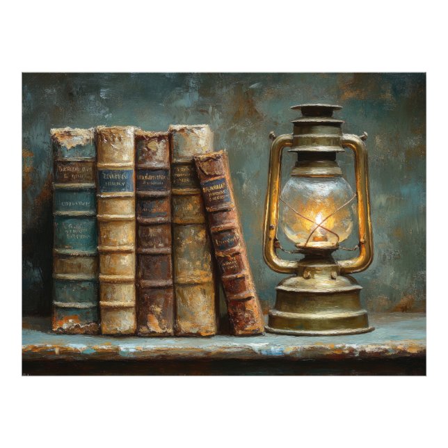 Foto Parede de Biblioteca Antiquada de Pintura de Pilha (Frente)