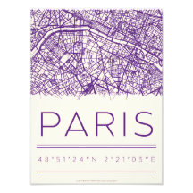 Paris Coordinates Map Poster – Minimal City Street