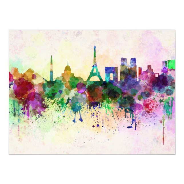 Foto Paris skyline in watercolor background (Frente)