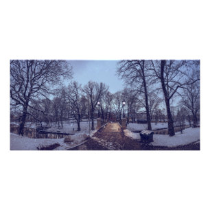 Foto Parque da cidade de neve de inverno à noite