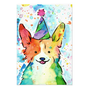 Foto Partido Corgi Watercolor Impressão
