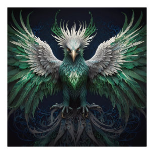 Foto Pássaro Majestoso Verde e Branco da Phoenix