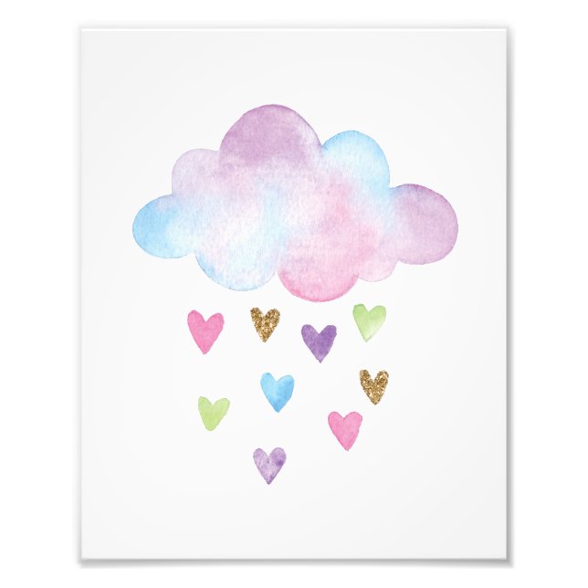 Foto Pastel Rainbow Hearts Cloud Pink Dourado Glitter K (Frente)