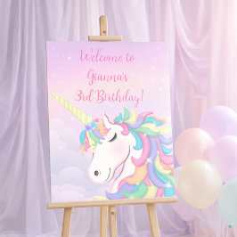 Foto Pastel Rainbow Magical Unicorn Welcome Sign