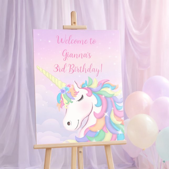 Foto Pastel Rainbow Magical Unicorn Welcome Sign (Criador carregado)
