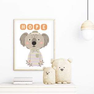 Foto Pastel Watercolor Cute Hope koala Poster